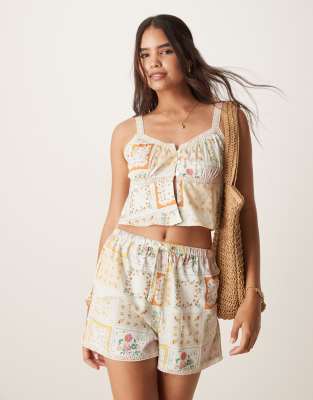 patchwork print beach top in multi - part of a set