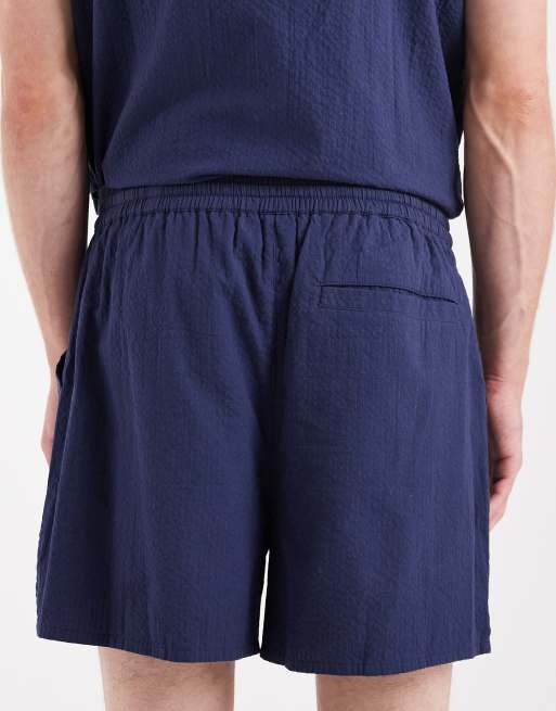 Aray seersucker shorts in navy, 5 of 5