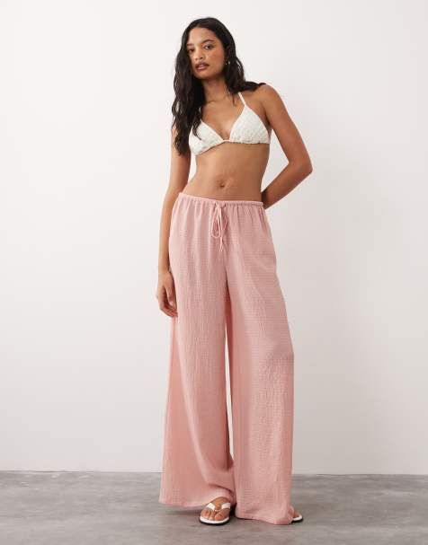 Aray semi sheer beach trouser in blush pink - view 1