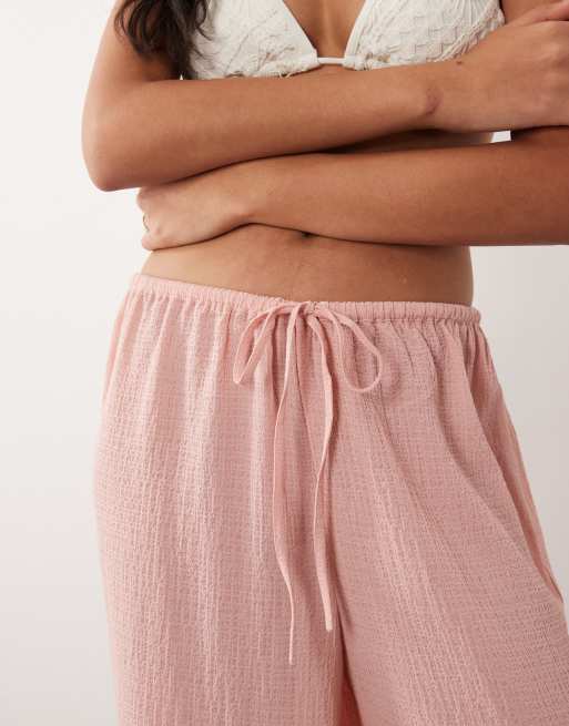 Aray semi sheer beach trouser in blush pink, 3 of 5