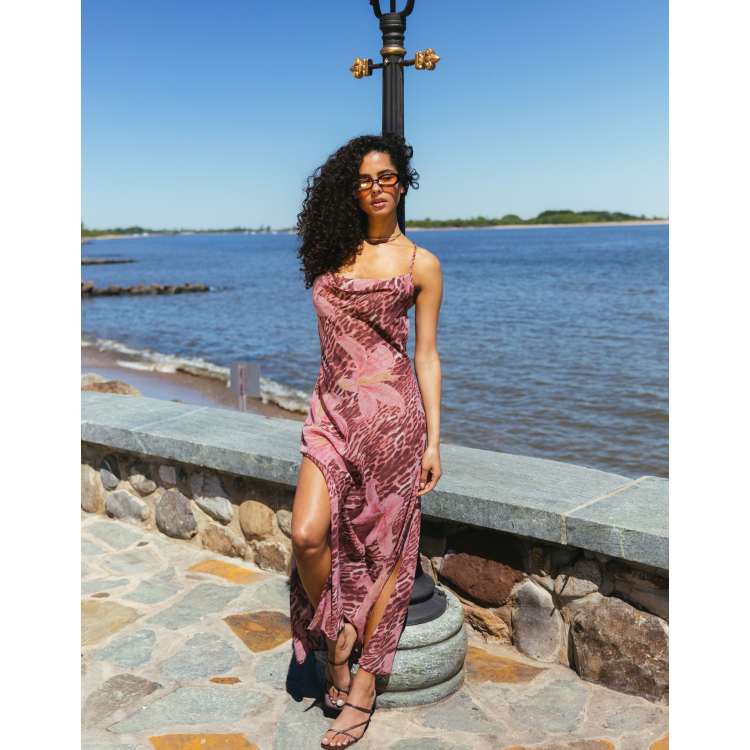 Aray sheer beach maxi dress in leopard floral print | ASOS