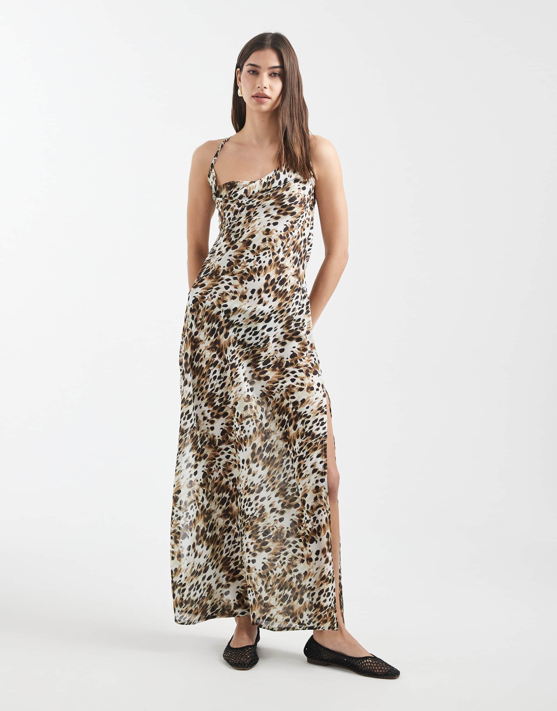 aray sheer beach maxi dress in leopard print