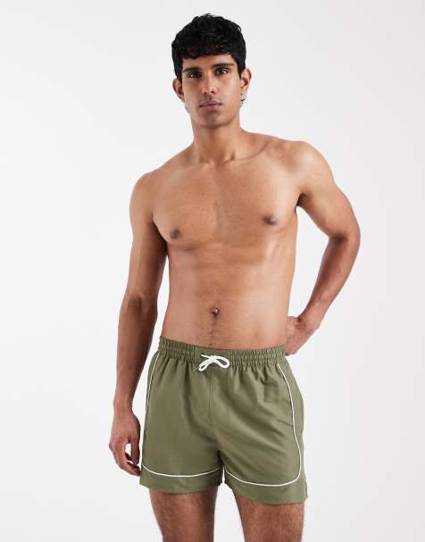 Aray - Short de bain à bordure contrastante - Kaki - view 1
