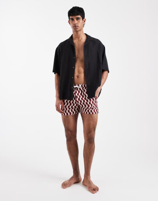 Aray - Short de bain à imprimé géométrique - Bordeaux, 2 de 5