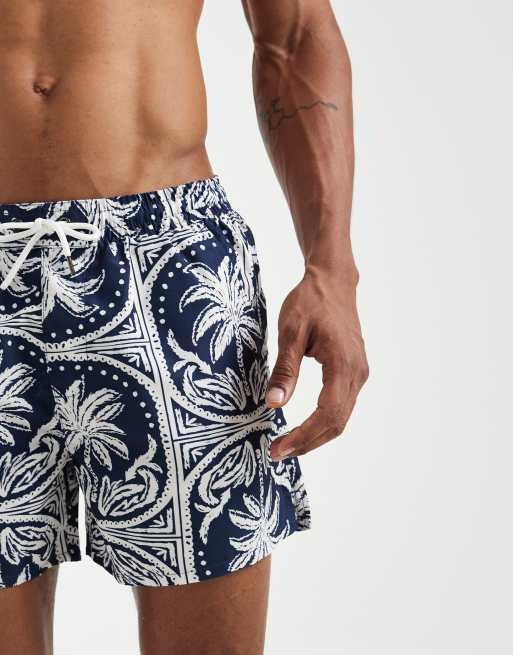Aray - Short de bain à motif palmiers - Bleu marine, 3 de 5