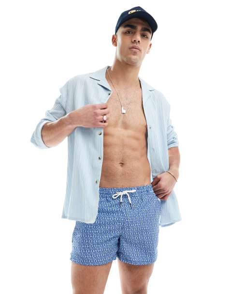 Aray - Short de bain à petit imprimé géométrique - Bleu - view 1