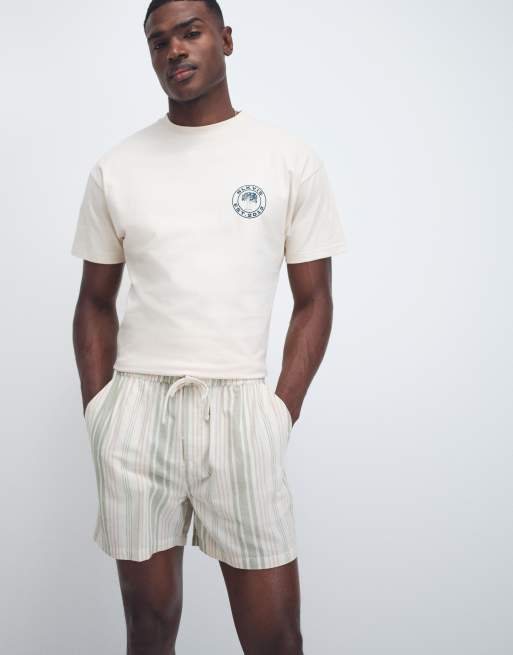 Aray - Short de plage à rayures - Beige/kaki, 2 de 7