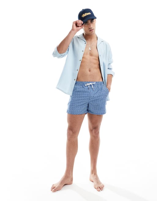 Aray small geo print swim shorts in blue