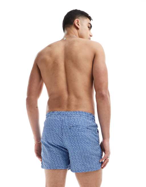 Aray small geo print swim shorts in blue