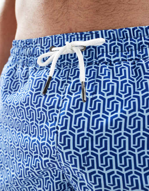 Aray small geo print swim shorts in blue