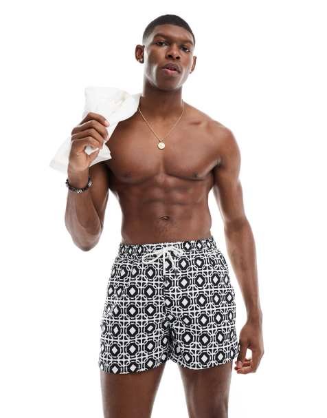 Aray - Sorte og hvide badeshorts med geometrisk print - view 1