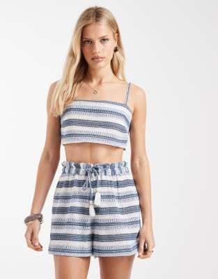 Aray - Strand-Shorts aus Häkelstoff mit blauen Streifen