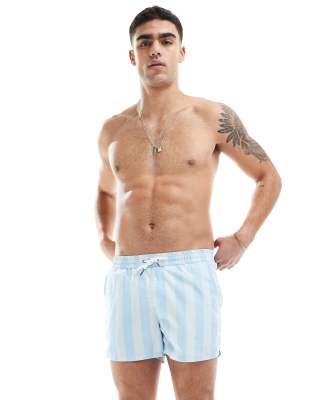 stripe print swim shorts in blue