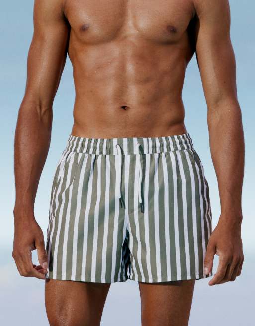 Aray stripe swim shorts in green