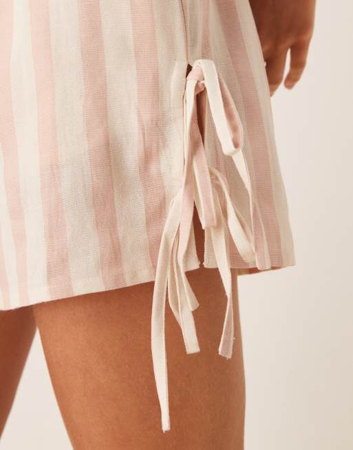 Aray striped beach shorts with bow details in pink and white - part of a set, 3 of 5