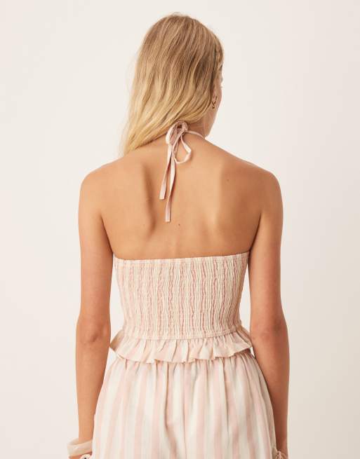 Aray striped beach top in pink and white - part of a set, 4 of 4