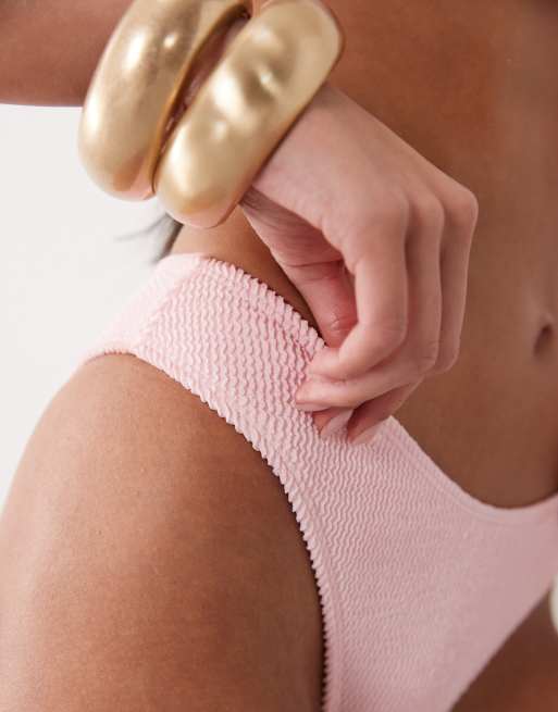 Aray – Strukturierter Bikini in Babyrosa mit gerafftem Oberteil, 3 von 5