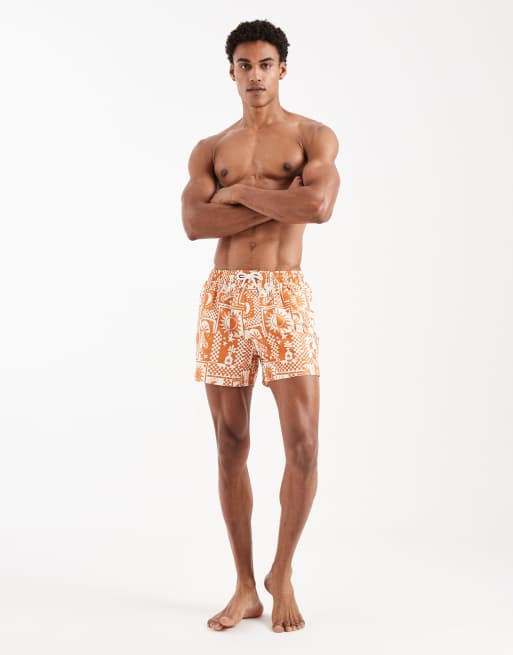 Aray sundial print swim shorts in orange, 2 of 5