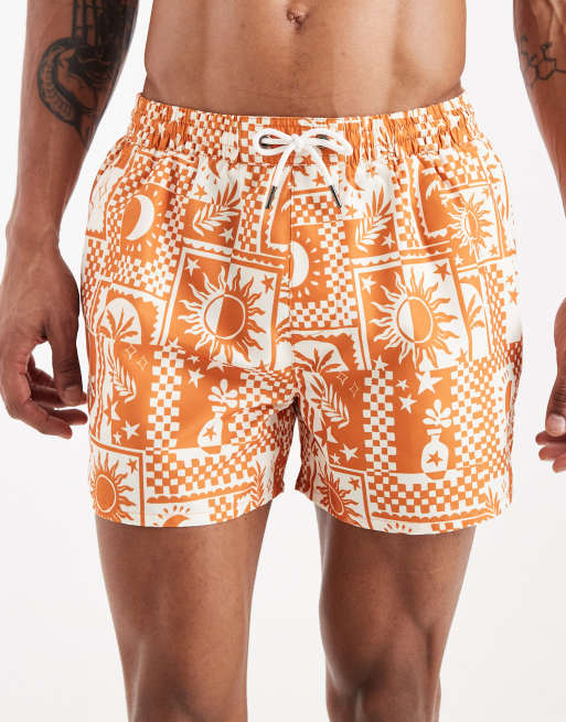 Aray sundial print swim shorts in orange, 5 of 5
