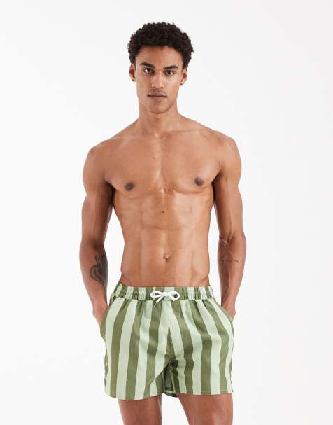 Aray swim shorts in tonal khaki stripe - view 1