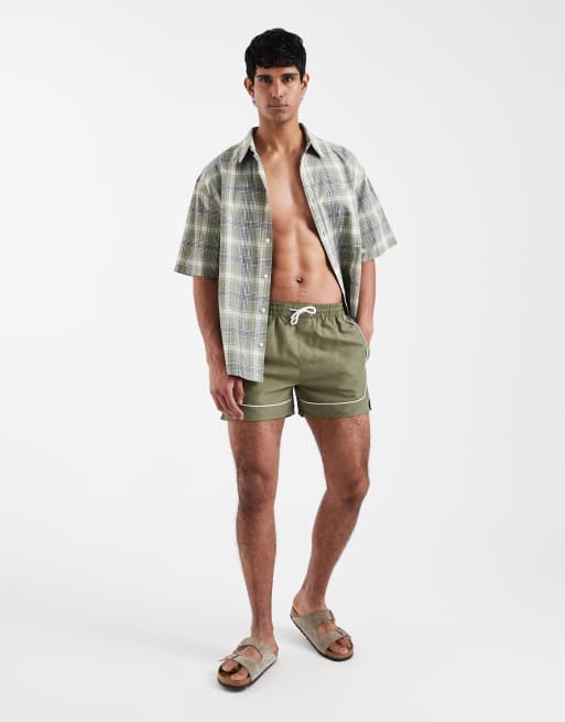 Aray swim shorts with contrast trim in khaki, 2 of 5