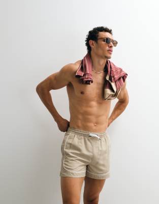 Aray Swim Shorts With Contrast Trim In Neutral