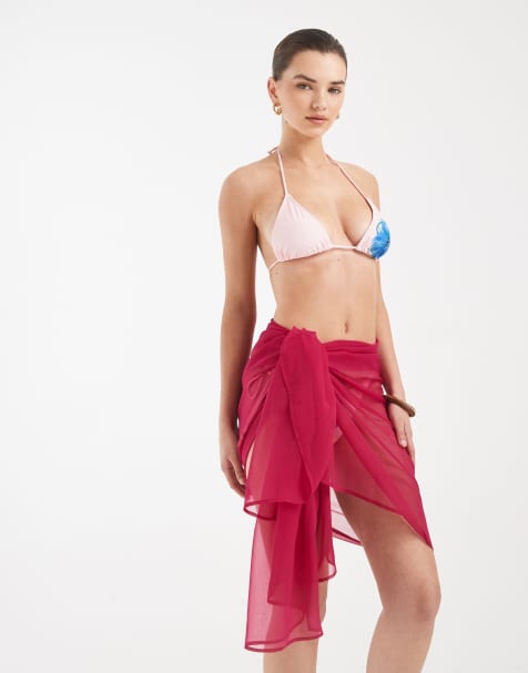 Aray tie sarong in cherry pink - view 1