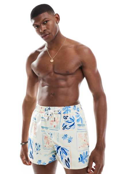 Aray tile print swim shorts in multi - view 1