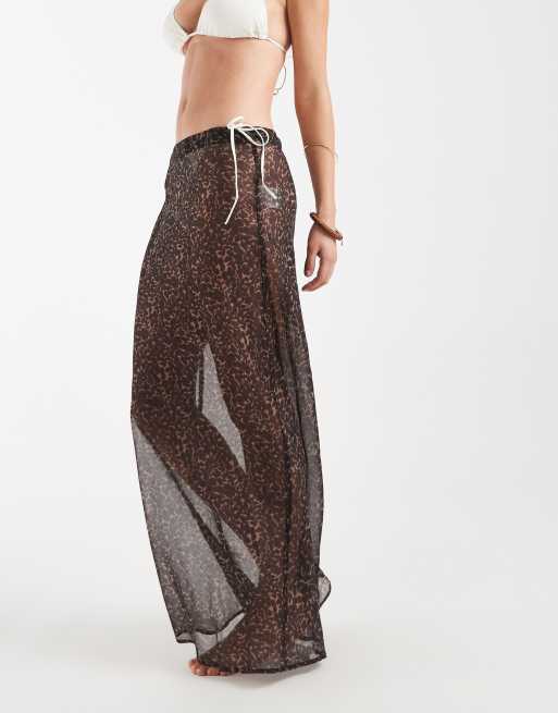 Aray - Transparent maxi-strandnederdel med leopardprint, 2 af 5