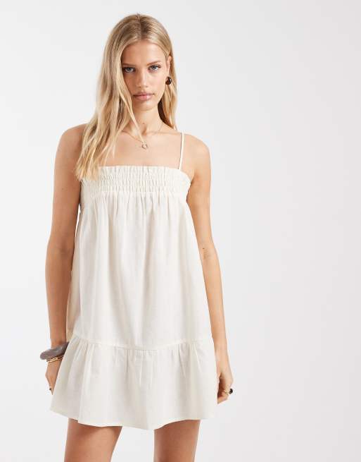 Aray - Vestito babydoll da mare corto bianco sporco, 2 di 4