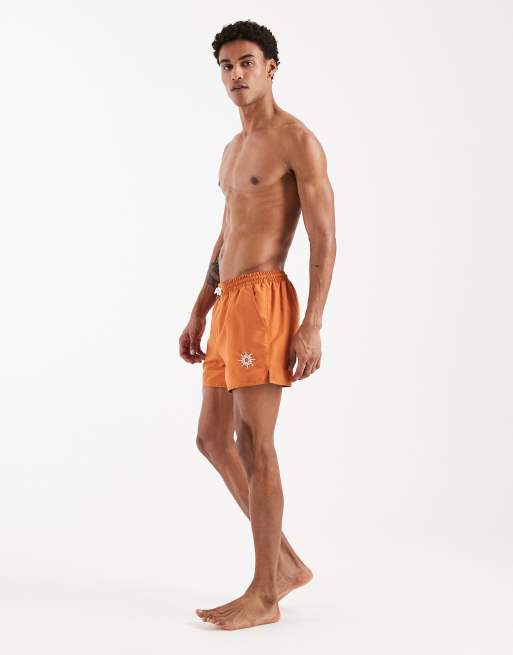 Aray - Zwemshort met borduursel in roestbruin, 3 van 5