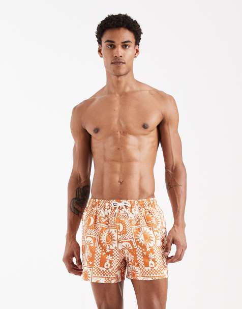 Aray - Zwemshort met zonnewijzerprint in oranje - view 1