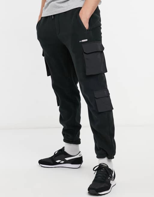 Black Polar Fleece Boot Cut Joggers, Buy Men Trackpants