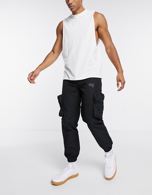 Arcminute ripstop cargo tech joggers in black