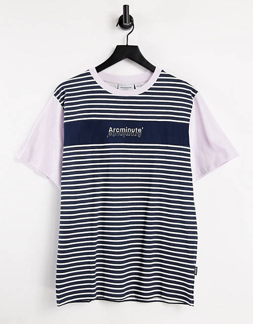 Arcminute striped co-ord t-shirts in black and white