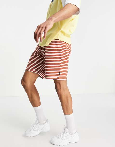 Arcminute striped jersey co-ord shorts in rust and white - view 1