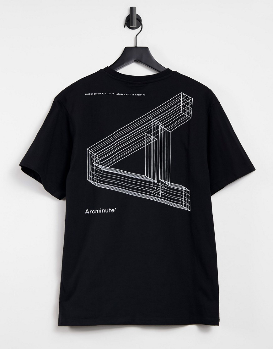 Arcminute - T-shirt met logo en print op achterkant in zwart