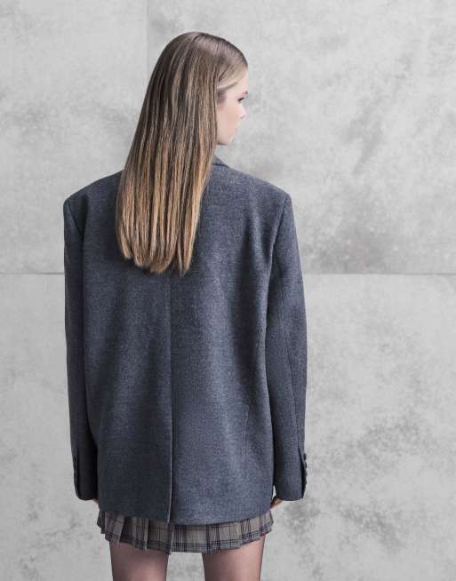 Aria Cove - Blazer oversize aspect laine épaules tombantes - Anthracite, 4 de 4