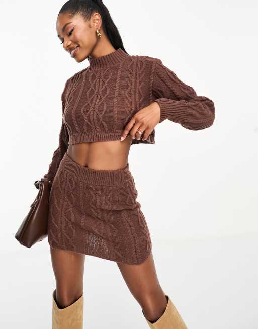 Cropped sweater and skirt sales set