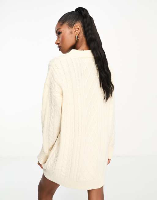 New Look Cream Knit Longline Jumper