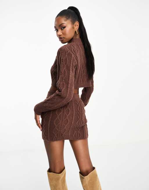 Cable knit jumper and clearance skirt set