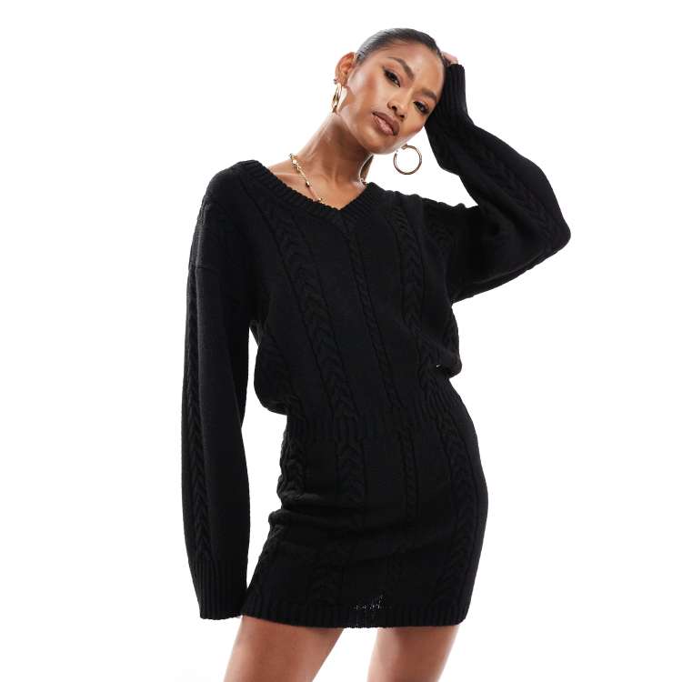 ★LACOSTE★ Women's Cable Short Sleeve Sweater Dress Black E Yuri Long-Sleeve Sweater Dress | Marciano