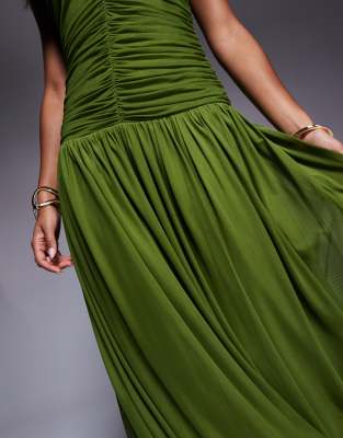 Aria Cove Chiffon V Neck Dropped Pleated Waist Maxi Dress