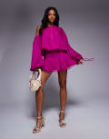 [Aria Cove] Aria Cove chiffon wide sleeve ruffle hem mini dress in purple-Multi 12 PURPLE