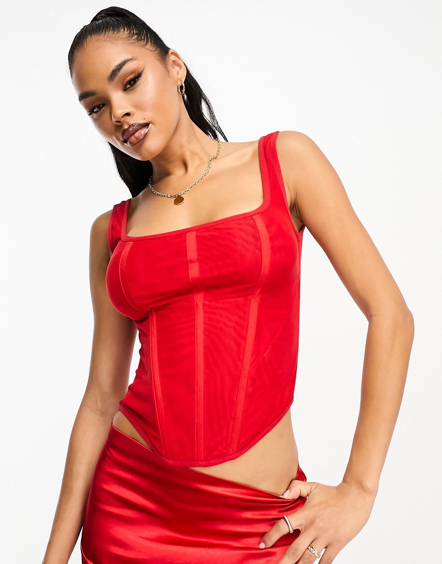 Aria Cove corset top co-ord in red
