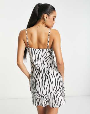 Aria Cove cowl front mini dress in zebra print | ASOS