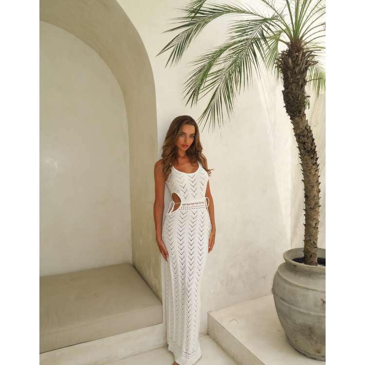 crochet scallop scoop beach dress Cotton Crochet Scalloped Midi Dress