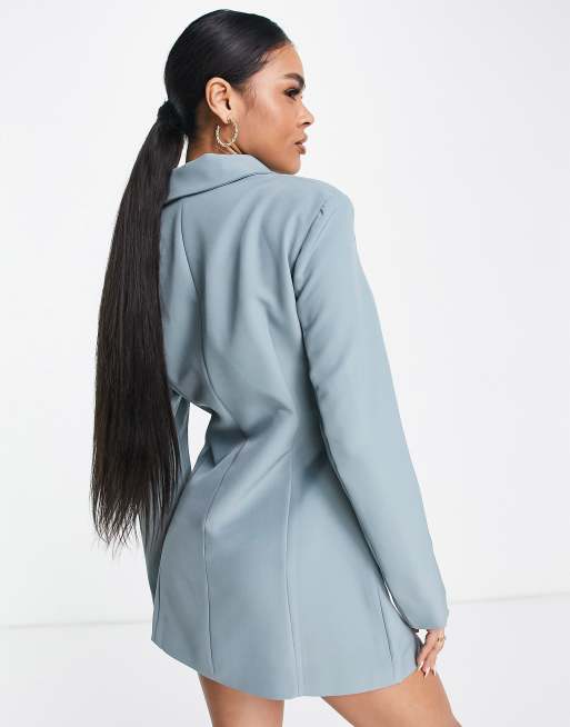 slim fit dress slacks The Conscious Closet Spanish Green Spanish Cut-Out Blazer Dress