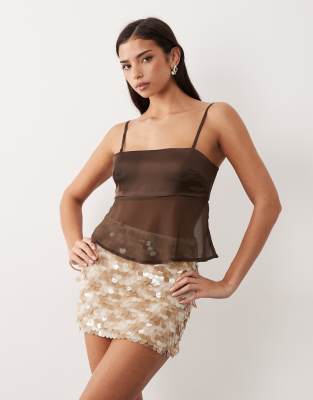 Aria Cove Disc Sequin Mini Skirt In White