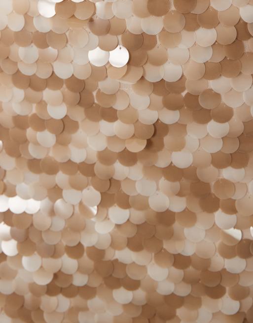 Aria Cove disc sequin mini skirt in neutral, 3 of 5